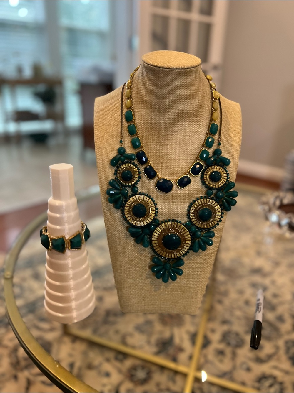 Teal & Gold Statement Necklace Lot 💙✨ - Picture 6 of 11